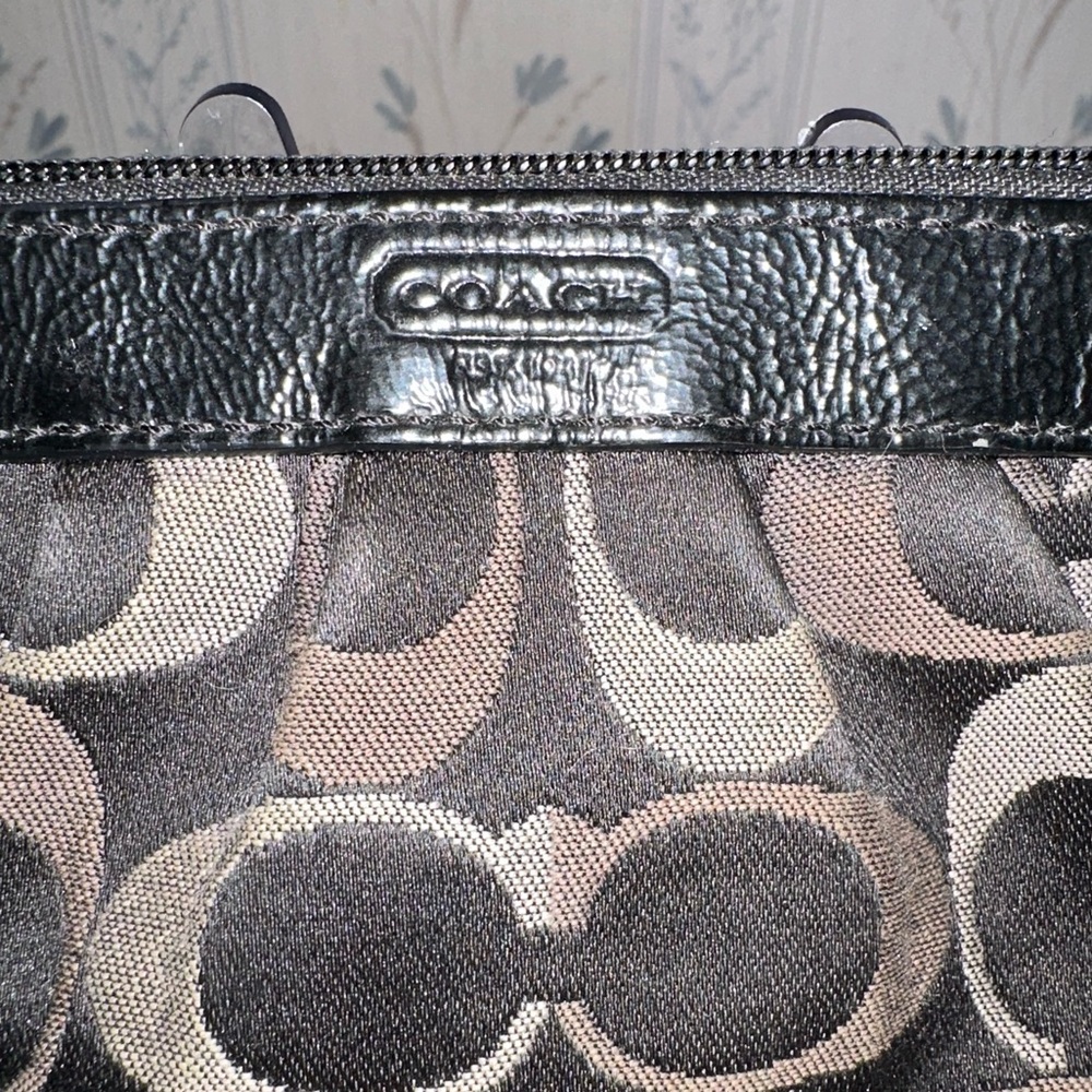 Coach Monogram Black and Pewter Wristlet - Picture 3 of 15